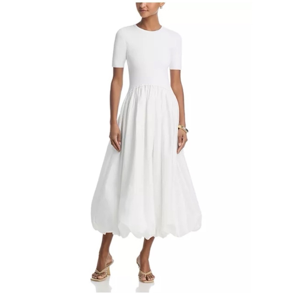 Tuckernuck Moon River Women's XS Bubble Skirt Midi Dress White New No Tags 217